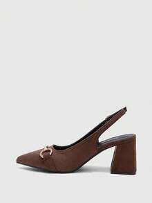 CUCCOO BIZCHIC Sepatu hak tebal wanita warna burgundy, desain minimalis klasik, cocok untuk bepergian, kencan, pesta, liburan, pernikahan, Natal, Hari Valentine, dan musim semi. - coklat flax - View 10