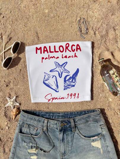 Glimmora Women's Strapless Top / Ocean Print / Beach Vacation Style / Casual Vacation Versatile / Spring/Summer Women's Strapless Tube Top