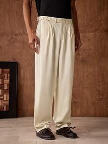 Business Casual AKNOTIC 男士人字纹提花宽松裤，适合圣诞派对、商务休闲、秋季穿着，可作为送给男友的礼物。另有男士高腰阔腿裤、百褶西装裤、宽松奶油色工装裤等款式可选。 - 白色 - 查看 4