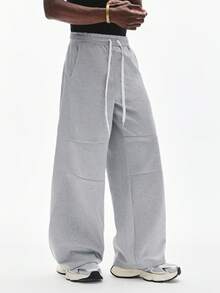 STYNVO Men's Casual Solid Color Drawstring Waist Loose Sweatpants Baggy Track Pants Oversized Sweatpants Grey Joggers Mens Sweatpants Grey Baggy Sweatpants - Light Grey - View 4