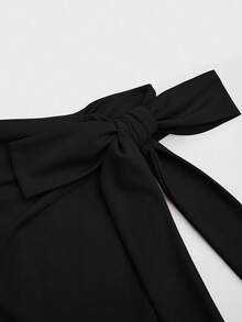 Sweetra Vestido elegante y sexy de hombros descubiertos con detalles de diseño, favorecedora, adecuado para primavera y otoño - Negro - Ver 5