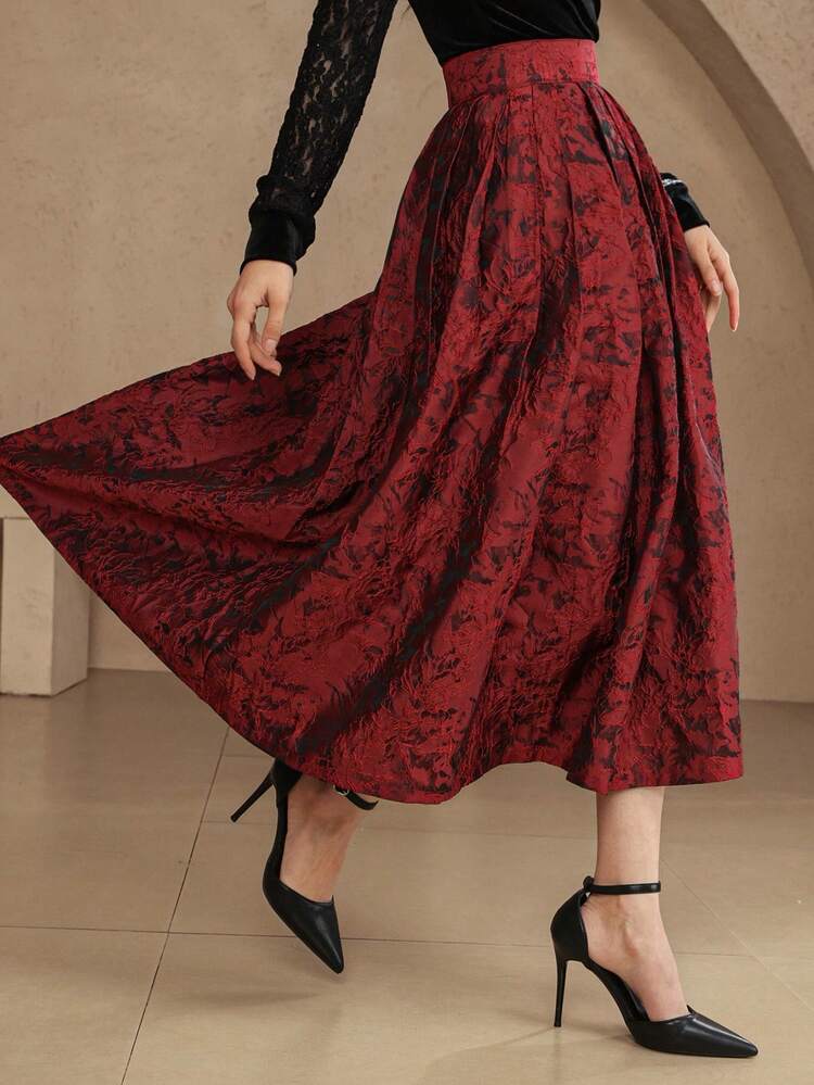 Women's Elegant Floral Pleated Skirt, Spring/Summer,Wedding Guest Dress Women