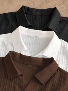 HIMLAND 3pcs Pack Men's Minimalist Silky Short Sleeve Polo Shirt, Summer - Multicolor - View 6