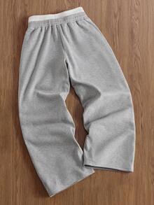 TOKVUE Men's Casual Floral Embroidery Drawstring Waist Sweatpants - Grey - View 2