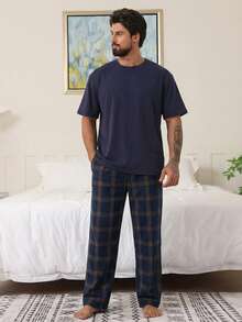 DAZY Conjunto de pijama de camiseta de manga corta y pantalones de varios colores para hombre, primavera/verano - Multicolor - Ver 4