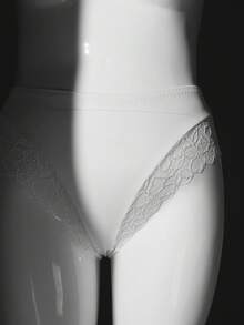 SHEIN Quần lót ren gợi cảm, cạp chun co giãn, thời trang dành cho nữ cỡ lớn. - trắng - Xem 6