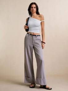 Poéselle 女士休闲通勤条纹阔腿裤 - 彩色 - 查看 4