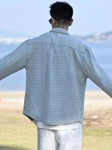DAZY Chaqueta vaquera de hombre con textura lavada y vintage, primavera - Azul - Ver 2