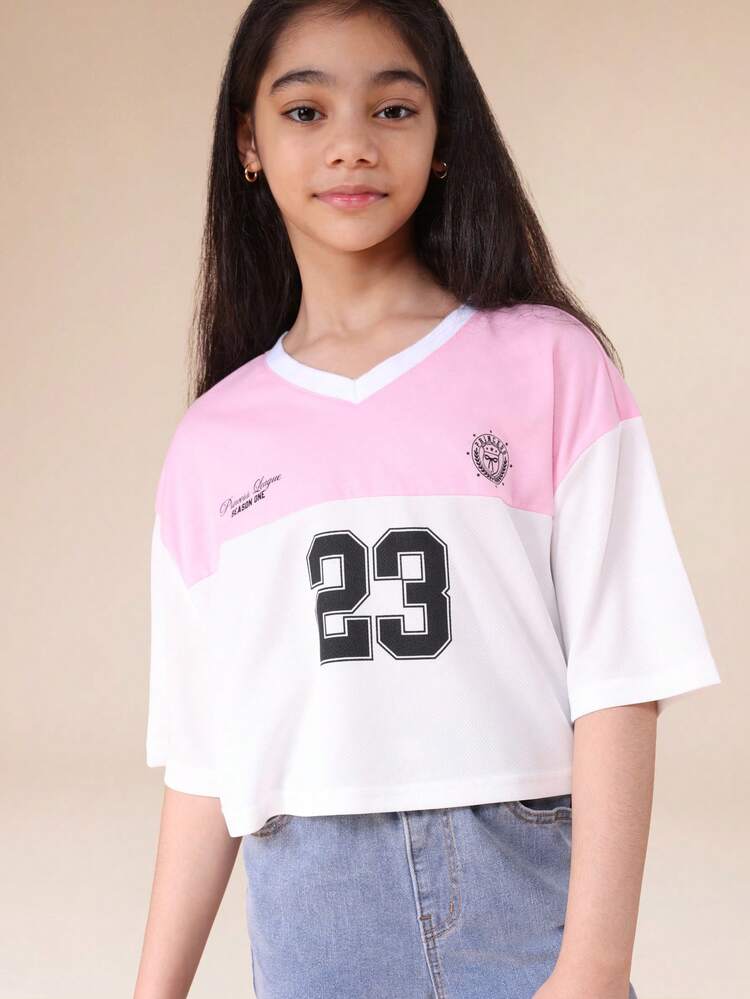 Varsity Crop Tee With Number Print
