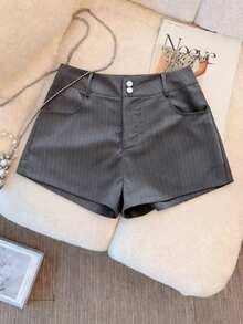 Resyla New Women Straight Loose Slimming Plaid Shorts - Grey - View 1