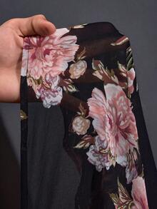 SHEIN CURVE+ Plus Size Women's Summer Beach Country Concert Women's Floral Kimono Hawaiian Shirt - Multicolor - View 8