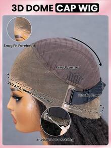 9AM Hair Store Invisi Draw-Strings Kinky Curly 360 Lace Frontal Glueless Wig With Bleached Knots Wear And Go Glueless Human Hair Wig Pre-Plucked Hairline 180% Density 14-16 Bob Inch 18-26 Regular Inch Unprocessed Virgin Hair Christmas Wigs Y2k Human Hair Wig Christmas Gifts - SNatural - View 8