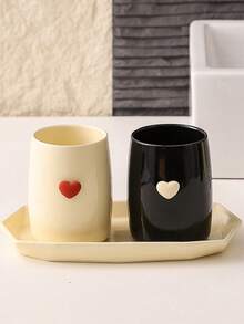 Cirelle Modern Ceramic Bathroom Cup – Multi-Purpose Holder For Toothbrush, Toothpaste & Makeup Brushes, Minimalist Toothbrush Tumbler, Everyday Home Gift - Multicolor - View 4