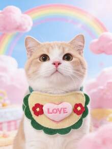 PETSIN 1 Piece Pet Cute Cartoon Bib, Pet Dog And Cat Three-Dimensional Knitted Cute Cartoon Embroidered Bib, Adjustable Neck Circumference, Pet Accessories, Pet - Multicolor - View 8