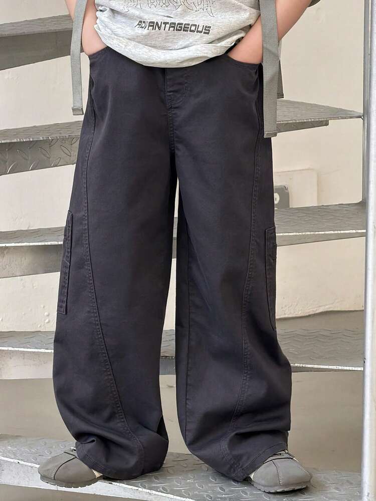 Tween Boy Casual Pocketed Versatile Everyday Wear & Back To School Wide Leg Jeans Spring