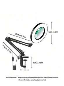 10X Magnifying Glass With Light And Stand, 3 Light Colors & 10 Brightness Levels, 2-In-1 Swing Arm LED Desk Lamp, Metal Arch Swing Arm Design, USB Powered, Switch Control, Suitable For Manicure, Grooming, Embroidery, Reading, Crafts, Repair, Painting - Black - View 12