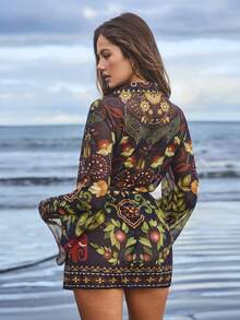 Swim Vcay Áo khoác kimono in họa tiết phong cách Boho dành cho nữ, thích hợp cho kỳ nghỉ hè hoặc đi biển. - Nhiều màu - Xem 2