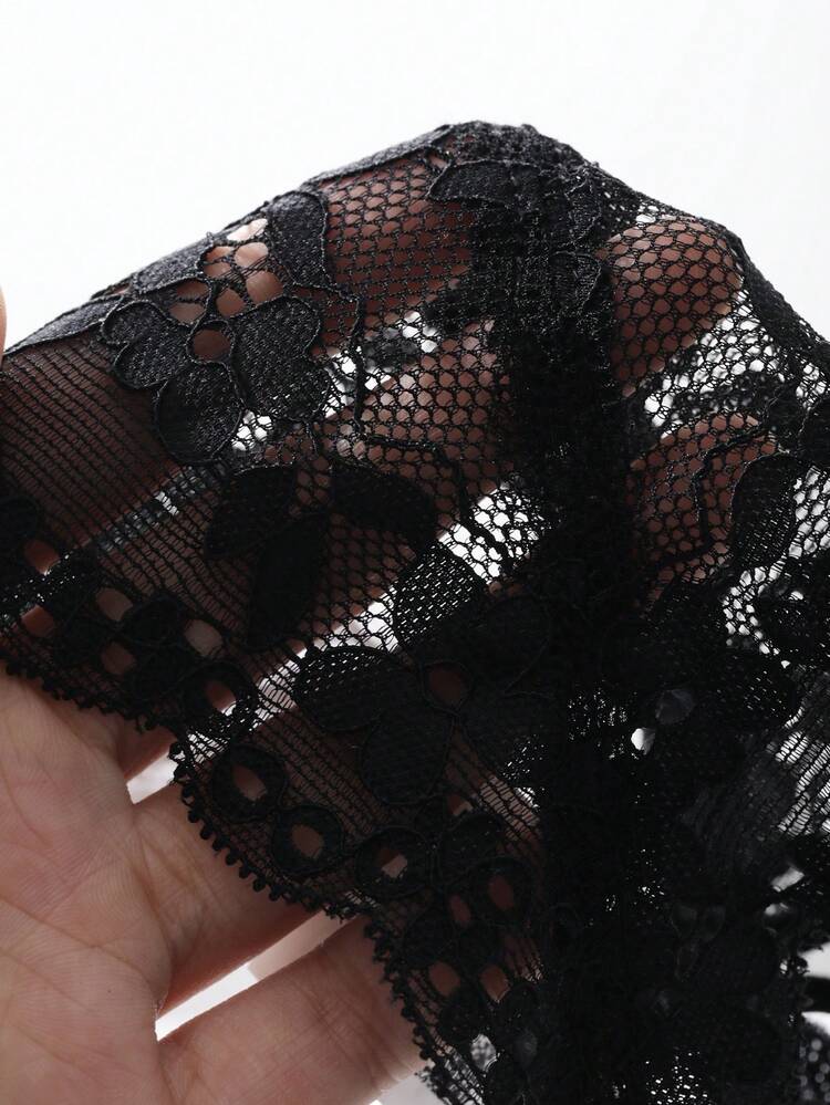 Lace Sheer Triangle Cup Thin Strap Hollow Design Wireless Bra Lingerie For Women