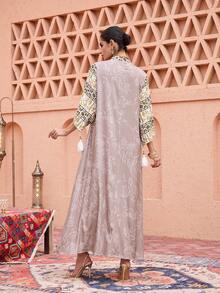 Al Najma V-Neck Print Long Blouse - Multicolor - View 7