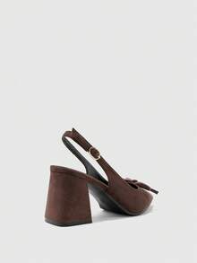 CUCCOO BIZCHIC Women's Classic Burgundy Pointed Toe Mid Chunky Heel Slip-On Pumps, Versatile For Commuting, Dating, Party, Holiday, Wedding For Christmas Spring Shoes - chestnut brown - View 9