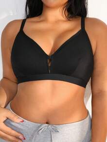 NudeFit Reggiseno senza fili tinta unita minimalista per taglie comode - nero - Visualizzare 3