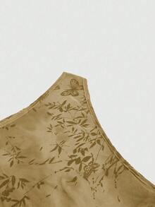 Sweetra Áo hai dây không tay ôm sát, hở lưng, cổ tròn, buộc dây, màu đỏ rượu vang trơn, chất liệu lưới nhung, cỡ lớn, thích hợp cho mùa xuân/thu, hè. - Màu Khaki - Xem 4