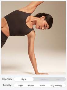 GLOWMODE FeatherFit™-Ribbed Fresh Start Buttery-Soft Stretchy Bonding Flattering Seam Crop Tank Top Bra Low Impact Yoga Studio Gym Daily Casual Wear Removable Cups - Brown - View 6