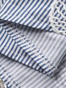 DAZY Blusa casual de mujer con flores, lentejuelas y rayas, primavera/verano - Azul - Ver 8