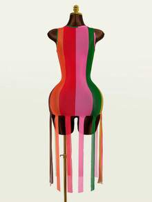 Mistrie 女士度假撞色流苏下摆罩衫连衣裙 - 彩色 - 查看 2