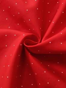 SHEIN Franclia Women's High-Waisted Midi Skirt, Women's Printed Midi Skirt With Buttons, Red And White Polka-Dot Chinese-Style Romantic Date Midi Skirt Dress, Women's Chinese-Style Summer/Spring/Autumn Polka-Dot Printed Red/White Polka-Dot Midi Skirt, Beach Vacation Atmosphere Midi Skirt, Women's High-Waisted Polka-Dot Summer New Arrivals, Simple Midi Skirt With Elegance. - Red and White - View 6