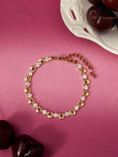 Glisma Women Chain Bracelets,Outfits,Old Money,Metallic/Texture,Gemstone,For Mom/Women/Girl/Mother,Premium,Vintage,Classy,Heart,Valentine's Day,Gift