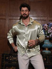 DAZY Men's Solid Green Casual Party Shirt, Spring/Summer - Green - View 7