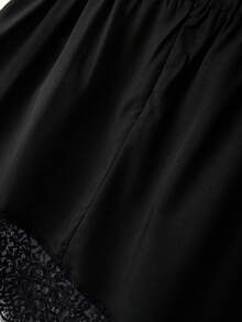Rometta Plus Size Women Suit Material Ruched Asymmetrical Hem Lace Patchwork Elegant Skirt, Suitable For Commuting And Outings  Day - Black - View 8