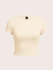 SHEIN EZwear 4件套女士休闲圆领短袖修身T恤，适合夏季穿着 - 彩色 - 查看 6
