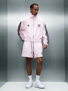 PLAYBOY X SUMWON 男士短款尼龙轻薄防风夹克，兔子标志，春夏外套 - 粉色 - 查看 3