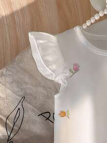 Robe trapèze à manches bouffantes pour bébé fille, élégante et à la mode, style princesse. Imprimé tulipes ravissant, légère et confortable pour le printemps/été. Idéale pour les sorties décontractées, le street style, la rentrée des classes, les pique-niques, les séances photo, les vacances et les cadeaux. - Multicolore - Voir 4