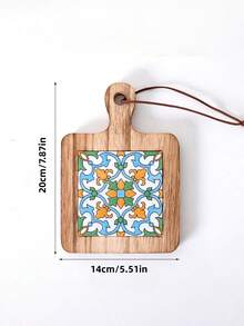 Cirelle 1 chiếc đế lót ly/khay/miếng lót nồi bằng gỗ nguyên khối kiểu cổ điển, chịu nhiệt, họa tiết retro, màu tự nhiên, thích hợp cho bàn ăn nhà bếp, quà tặng tân gia, tiệc cưới. - Nhiều màu - Xem 5