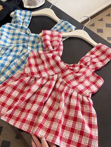 SHEIN Franclia Áo kiểu nữ thanh lịch, thời trang dễ thương, đa năng, phù hợp cho hẹn hò, áo tank top không tay thắt nút xoắn màu đỏ thêu hoa, ôm eo, giúp tôn dáng. - Nhiều màu - Xem 4