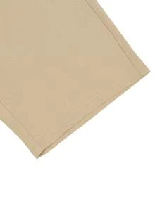 Manfinity Homme Quần short nam màu trơn, kiểu dáng thường ngày, thích hợp cho kỳ nghỉ hè. - Màu Khaki - Xem 7
