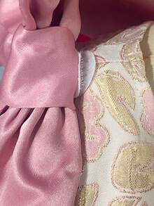 SHEIN 适合小女孩的漂亮无肩带连衣裙，适合中大码少女的生日表演晚礼服，夏季新款优雅粉色高腰蓬蓬裙，新款中国风提花面料童装 - 粉色 - 查看 5