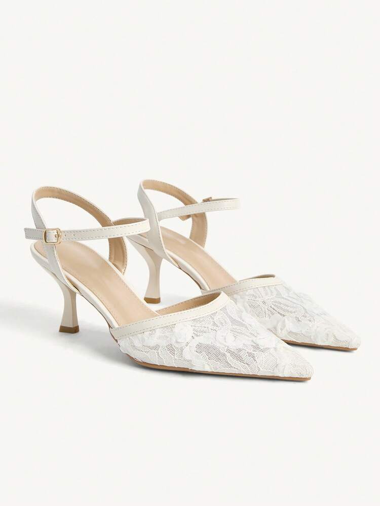 CUCCOO CHICEST Women's Pointed Toe Buckle Design Fashionable Elegant High Heels Summer Shoes Wedding Shoes Bride Shoes