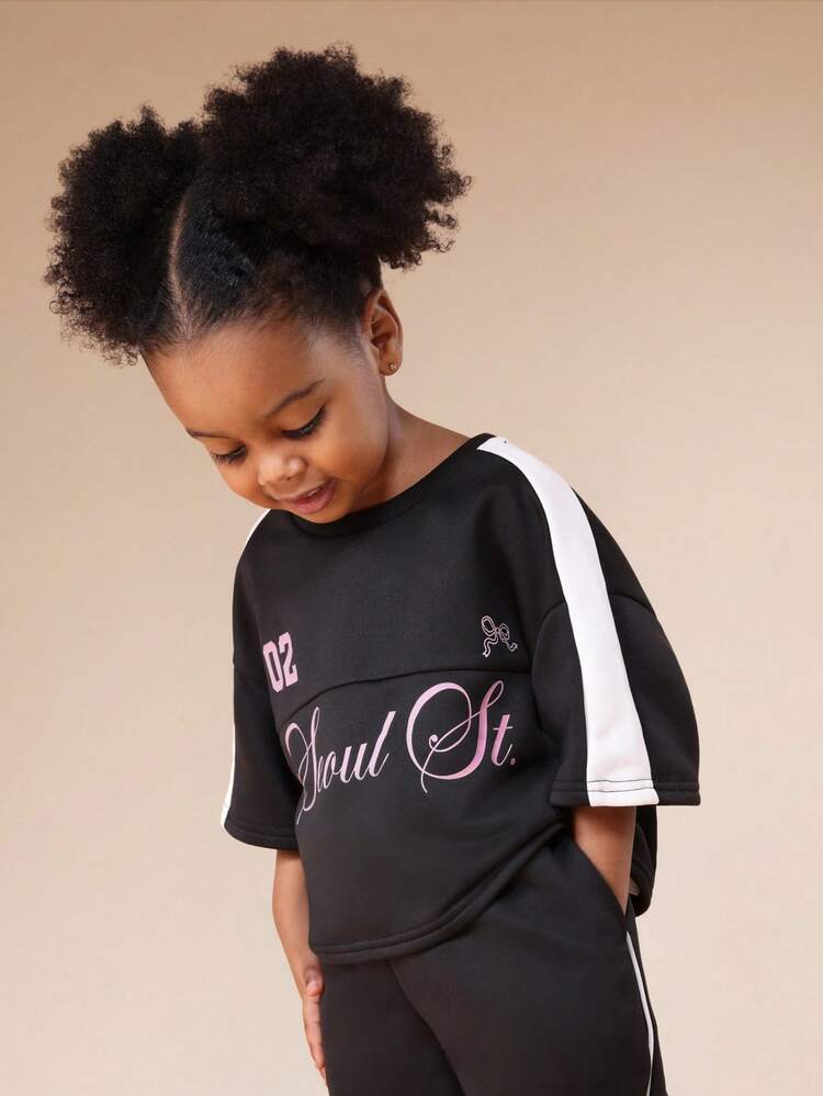 Seoul Graphic Color Block T-Shirt And Jogger Set