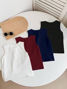 4件套男童休闲舒适背心，适合春夏穿着 - 彩色 - 查看 3