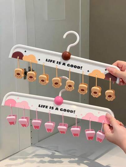Zazumi 1 PC Cute Cartoon Cat Paw Sock Clips Set Of 8 Drying Hangers For Laundry Multipurpose Drying Rack For Socks Bibs Hats Towels Dorm Balcony Space Saving Clothes Organizer