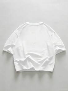 ROMWE MEN Áo thun nam tay ngắn màu trắng in hình và chữ, phong cách thường ngày, thời trang, thích hợp mặc đi làm, mùa hè. - Nhiều màu - Xem 2