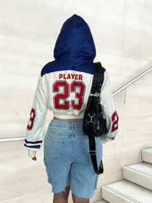 Rovax Fitted Short Hooded Raglan Long Sleeve Pullover Top