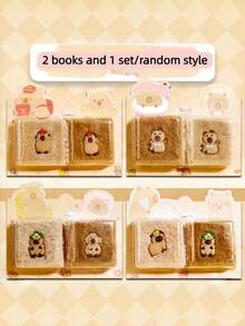 MINKOJA 创意卡皮巴拉毛绒分享笔记本，可爱卡通迷你口袋笔记本，便携两件装 - 隨機款式2本 - 查看 6