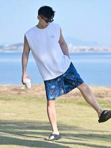 DAZY Men's Letter Print White Loose Tank Top, Summer - White - View 6