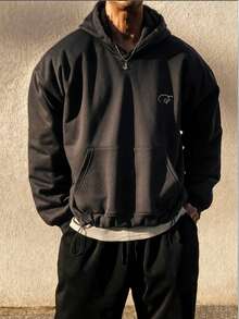 ESTAVOR Sudadera con capucha con bolsillo bordado para y gris - Gris Oscuro - Ver 6