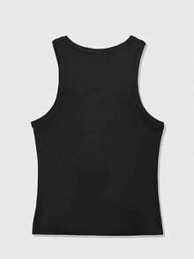 ROMWE MEN Men's Y2K Fashion Street Punk Style Cross & Plant Print Tank Top, Summer - Black - View 2